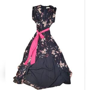 Eliza J Floral High/Low Faux Wrap Chiffon Dress Sz 4